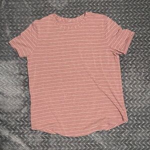 lululemon athletica Striped Mauve Short Sleeve Tee